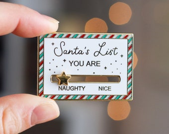 Santa's List Enamel Pin | Interactive Christmas Wreath Pin