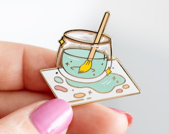 Paint Water Enamel Pin: Artist Palette with Brush