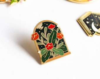 Broche en émail fleur de nuit | Broche en émail floral