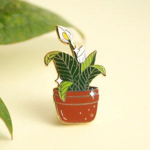 Frieden Lilie Emaille Pin | Zimmerpflanze Emaille Pin