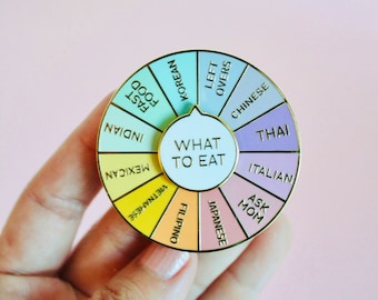 What To Eat Enamel Pin | Foodie Pin | Interactive Pin | Spinning Pin