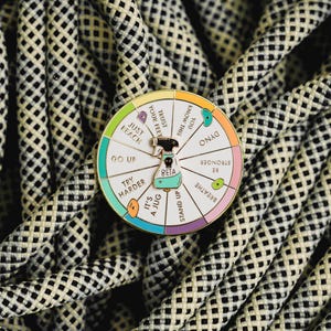 Beta Wheel Enamel Pin | Rock climbing enamel pin | Spinning enamel pin | Rocker Climber Enamel Pin | Gift for climbers
