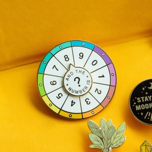 Spinning Numbers Enamel Pin | Interactive Pin | Spinning Pin