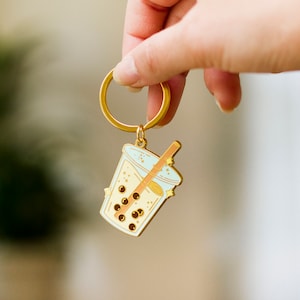 Boba Milk Tea Enamel Keychain | Asian Food Keychain