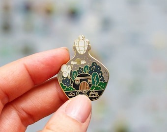 Witch's Abode Enamel Pin: Teapot House in Moonlit Woods