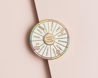 Sweet Treat Picker Enamel Pin: Interactive Spinning Wheel