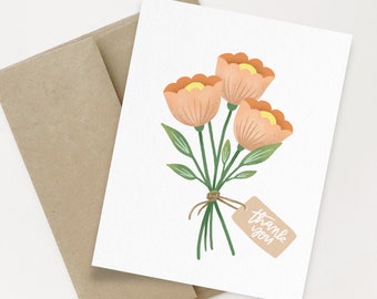 Thank you A2 Greeting Card | Thankful Greeting Cards | Floral Card