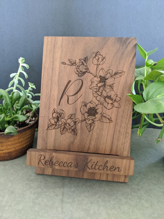 Recipe Stand Cookbook Holder Adjustable Stores Flat Wood Etsy