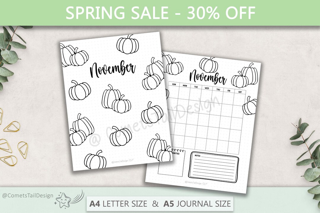 November Calendar Title Page PRINTABLE Bullet Journal Digital November Calendar Title Page PRINTABLE Bullet Journal Digital