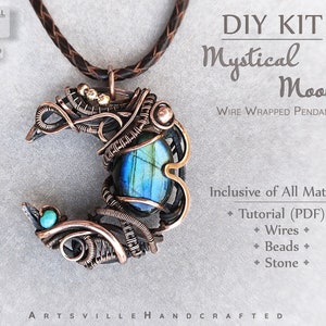 DIY Wire Wrap Pendant Jewelry making Kit, Craft Kits for Adults, Metal Working Kits and How to, DIY Kits for Adults, Wire Wrap Jewelry Kit