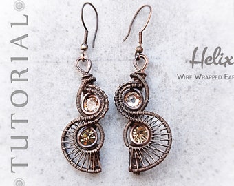Helix: Wire Wrap Earrings Tutorial, Wire Wrapping Tutorial, Wire Wrap Jewelry Tutorial, Wire Work Tutorial, Wire Jewelry Pattern Earrings