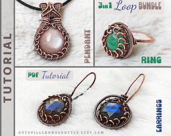 Loop Bundle Wire Wrap Jewelry Tutorial Bundle, DIY Pendant, Ring,  Earring Designs Instant PDF Downloads for Unique Handmade Creations