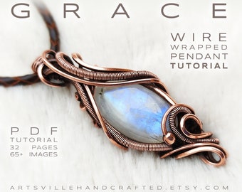 Grace: Wire Wrap Tutorial, Wire Wrapping Tutorial, Wire Jewelry Tutorial, Wire Wrapped Pendant Tutorial, Wire Wrap Pattern, Wire Tutorial