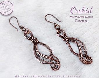 Wire Wrap Earring Tutorial, Wire Wrapping Pattern, Wire Art Tutorial, DIY Craft, Wire Work Tutorial, Jewelry Making Beginners, Wire Weaving