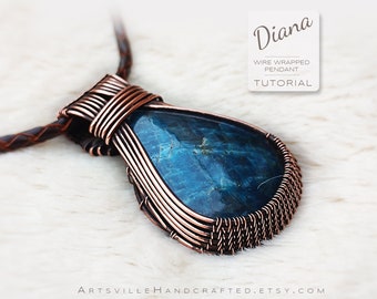 Diana: Wire Wrap Pendant Tutorial, Wire Wrapping tutorial, Wire Jewelry Tutorial, DIY Pendant Instructions, Wire Work Tutorial, PDF Download