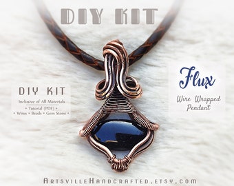 Flux DIY kit to create this Wire Wrapped Pendant, DIY Craft Kit for Adults, Wire Wrap DIY,  Wire Jewelry Kit, Crafty Gifts for Her