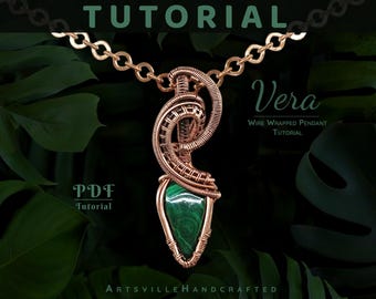 Vera: 初心者向けワイヤーラップペンダントの作り方 | ステップバイステップのジュエリー製作ガイド | DIYワイヤーラッピングの手順 | PDFをすぐにダウンロード