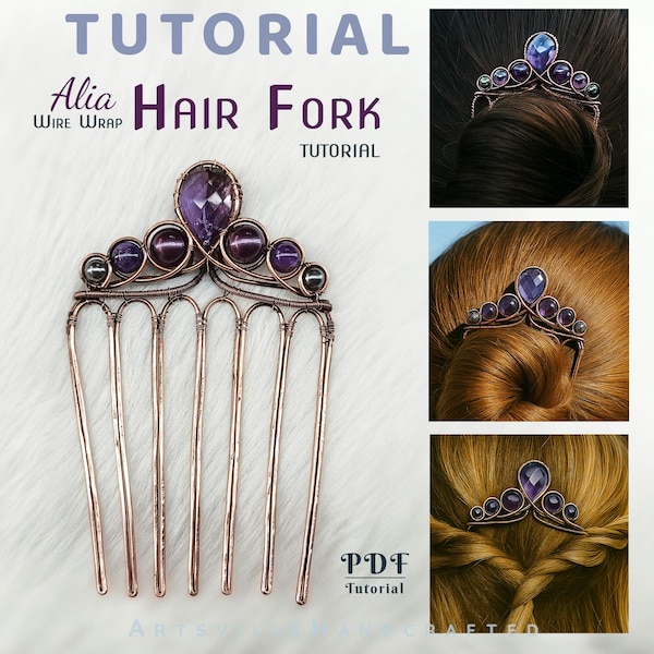 Wire Wrapped Elven Hair Fork Tutorial | DIY Wire Wrap Fantasy Hair Accessory Tutorial | Elvish Hair Stick boho Hair Fork Wire Wrap Tutorial