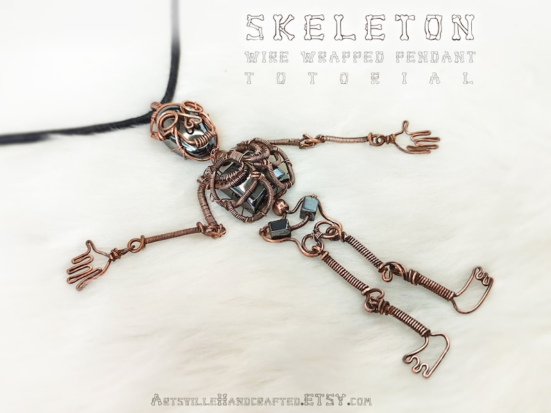 This DIY tutorial provides clear instructions for making a wire wrapped skeleton pendant, perfect for Halloween jewelry projects and adding a hauntingly beautiful touch to your fall crafts.