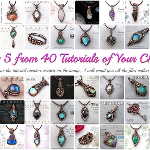 5 Tutorials of YOUR CHOICE Bundle : 5 Wire Wrap Tutorials Bundle, Wire Wrap Tutorial, Wire Work Pendant Tutorial, Wire Wrapping Tutorial