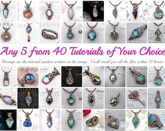 5 Tutorials of YOUR CHOICE Bundle : 5 Wire Wrap Tutorials Bundle, Wire Wrap Tutorial, Wire Work Pendant Tutorial, Wire Wrapping Tutorial