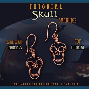 Skull Earrings Tutorial, Halloween DIY Jewelry, Wire Wrap Earrings Tutorial, Halloween Jewelry Tutorial, DIY Skull Earrings Tutorial