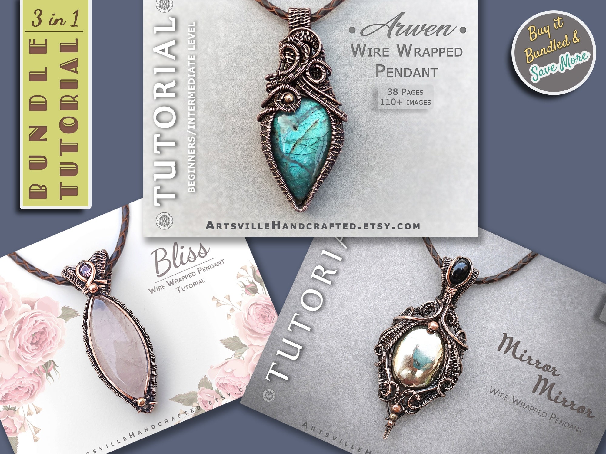 Tumbled Stones Tutorial, Wire Wrapped Tutorial, Freeform Stone Tutorial,  Wire Wrapped Pendant, Wire Stone Necklace, Jewelry Making Kit Craft  (Instant Download) …