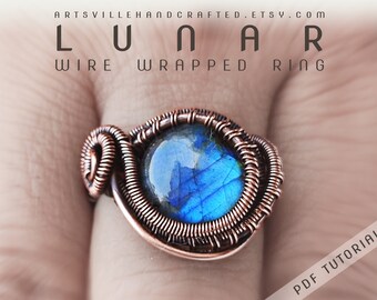 Lunar: Cabochon Ring Tutorial, Wire Wrapped Ring Tutorial, Wire Wrap Tutorial, Wire Patterns and Tutorials, Cabochon Ring Tutorial, Tutorial