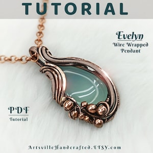 Evelyn Wire Wrap Pendant Tutorial : Step by Step Instructions for Wire Wrapping Jewelry, Wire Work Art PDF Tutorial by ArtsvilleHandcrafted