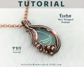 Evelyn Wire Wrap Pendant Tutorial : Step by Step Instructions for Wire Wrapping Jewelry, Wire Work Art PDF Tutorial by ArtsvilleHandcrafted