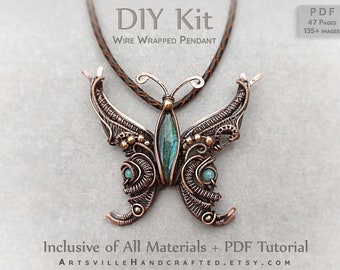 Advance Level Full DIY Kit : Butterfly Pendant Making Kit, DIY Kits for Adults, Craft Kits for Adults, Jewelry Making Kit, Wire Wrap Kit