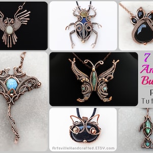 7 Animal Tutorials Bundle : Wire Wrap Tutorials Bundle, Wire Wrap Tutorial, Wire Work Pendant Tutorial, Wire Wrapping Tutorial, DIY Jewelry