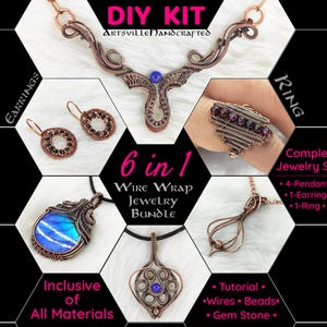 6 Projects DIY Wire Wrap Jewelry Kit for Beginners | Learn Wire Wrapping Techniques with Materials & Easy Step-by-Step Instructions Included