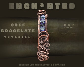 Enchanted Cuff Bracelet Tutorial, Wire Wrap Bracelet Tutorial, DIY Wire Bracelet, Cuff Bracelet Jewelry Pattern, Wire Cuff Tutorial