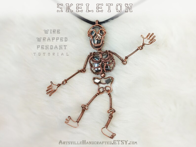 Detailed guide on how to wire wrap a skeleton pendant, perfect for making custom Halloween-themed jewelry and adding a spooky touch to your fall accessories.