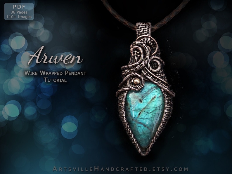 Wire Wrap Pendant Tutorial with Cabochon and intricate weaving - PDF file, instant download