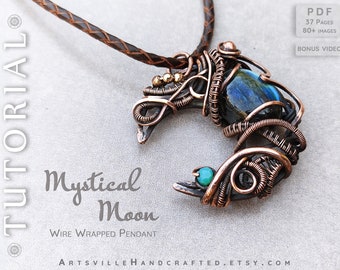 Crescent Moon Wire Wrap Tutorial, Wire Wrapping Tutorial, Wire Wrap Pendant Tutorial, Wire Jewelry Tutorial, Jewelry Making Tutorial