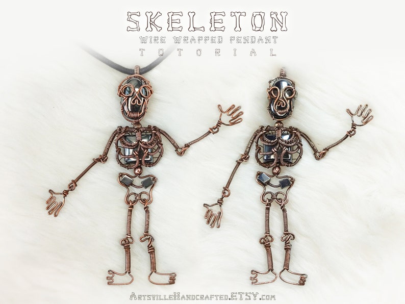 Create a striking wire wrapped skeleton pendant with this in-depth tutorial, offering step-by-step guidance for making unique Halloween-inspired jewelry pieces.