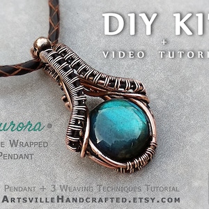 Full DIY Kit : Wire Wrap Pendant Tutorial, DIY Kits for Adults, Jewelry Making Kit, Diy Jewelry Making, DIY Necklace Kit, Wire Wrap Tutorial