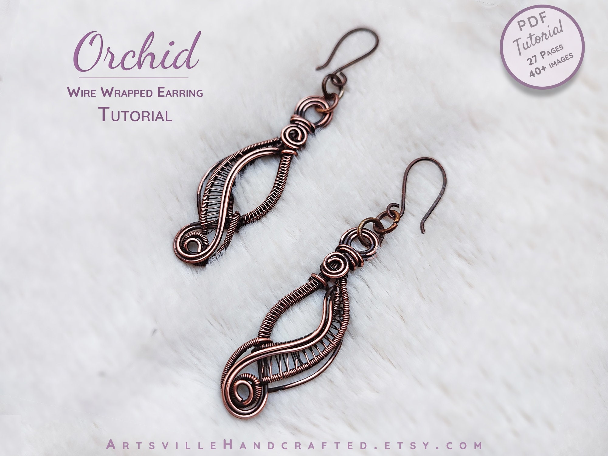 Wire Wrap Earring Tutorial Wire Wrapping Pattern Wire Art Etsy