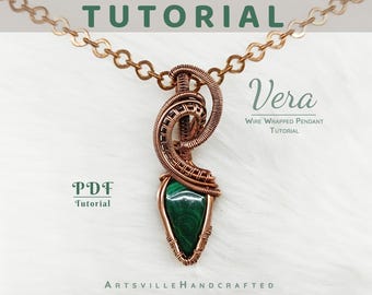 Vera: Tutorial per la creazione di ciondoli con filo metallico per principianti / Guida passo passo alla creazione di gioielli / Istruzioni per la lavorazione con filo metallico fai da te / Download immediato in PDF