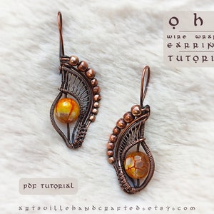 Wire Wrapped Beaded Earrings Tutorial with unique inbuilt Ear Hooks. Wire Wrapping Instructions and complete Tutorial