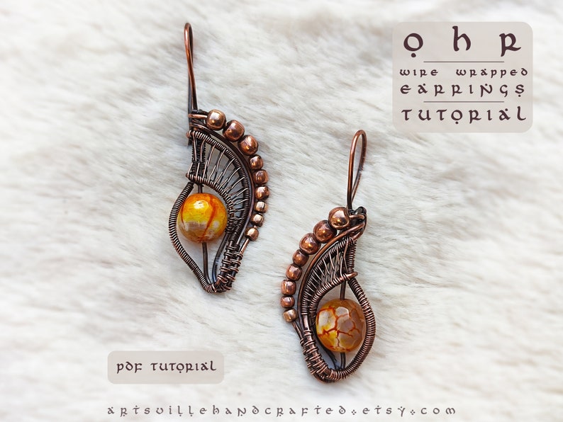 Wire Wrapped Beaded Earrings Tutorial with unique inbuilt Ear Hooks. Wire Wrapping Instructions and complete Tutorial