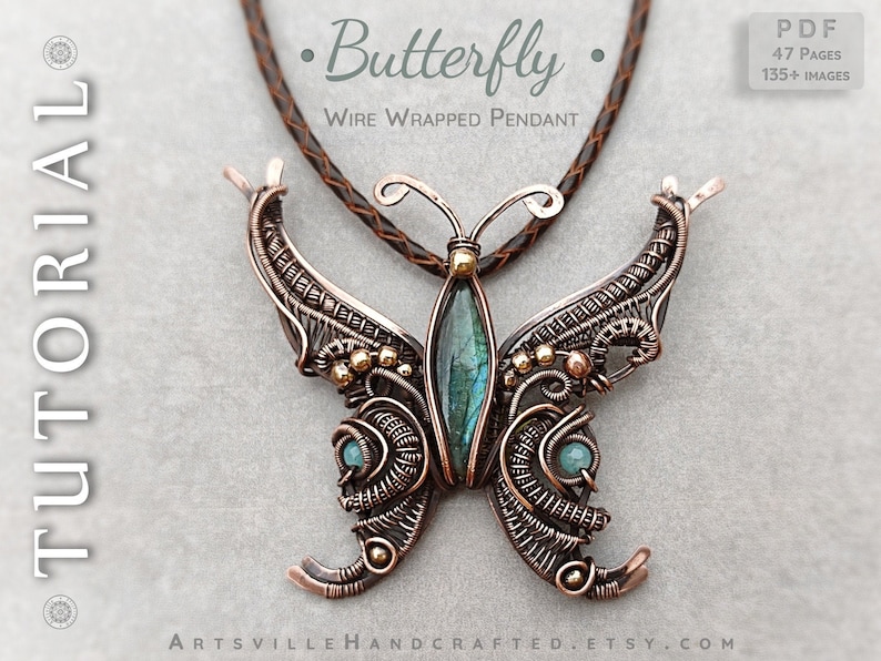 Butterfly pendant wire wrapping tutorial for beginners and advanced crafters, detailed guide on creating wire wrapped jewelry, learn to make a butterfly pendant with wire and beads