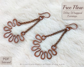 Free Flow: Wire Wrap Earrings Tutorial, Wire Wrap Beginner Tutorial, Wire Earring Pattern, Crystal Earrings Tutorial, Wire Wrap Tutorial