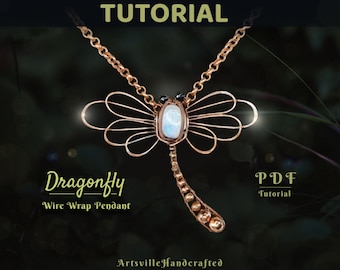 Tutorial per principianti su ciondolo a forma di libellula con avvolgimento in filo metallico in PDF: guida passo passo per creare gioielli con avvolgimento in filo metallico con facilità e divertimento.