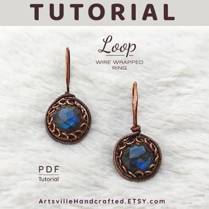 Complete set of wire wrap jewelry tutorials available as instant PDF downloads. Includes detailed instructions for creating a pendant, ring, and earrings, offering a guide to crafting stunning, personalized accessories