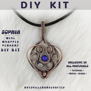 DIY Wire Wrap Pendant Kit for Beginners – Jewelry Making Kit with Bead and wires, Step-by-Step Guide, Perfect Gift for Creative Craft Lovers