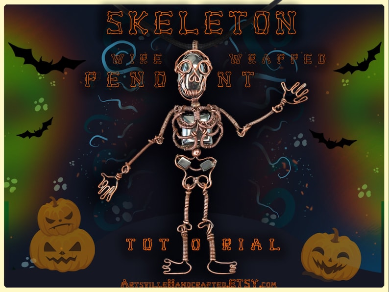 Comprehensive step-by-step wire wrapping tutorial to create a detailed skeleton pendant, ideal for crafting unique Halloween jewelry and spooky accessories.