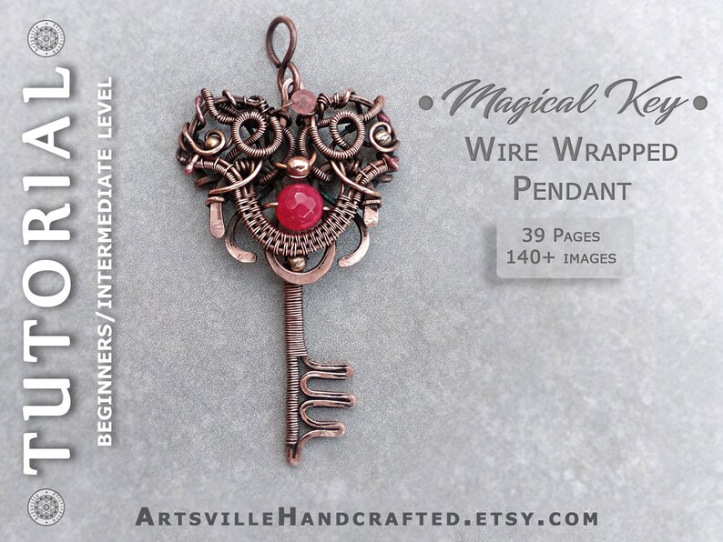 Key Pendant Jewelry Design Tutorial for Wire Wrapping.